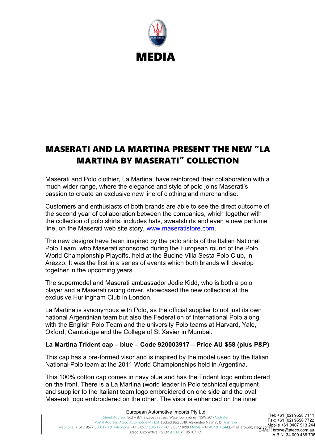 Maserati and La Martina Present the New La Martina by Maserati Collection