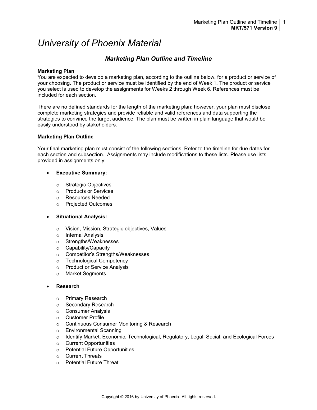 Marketing Plan Outline and Timeline