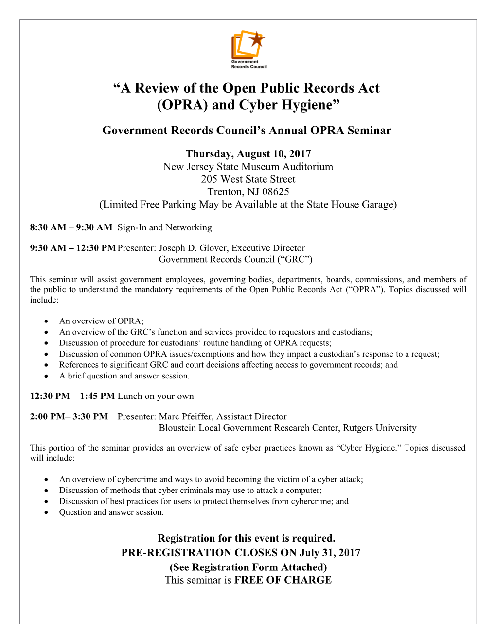 A Review of the Open Public Records Act
