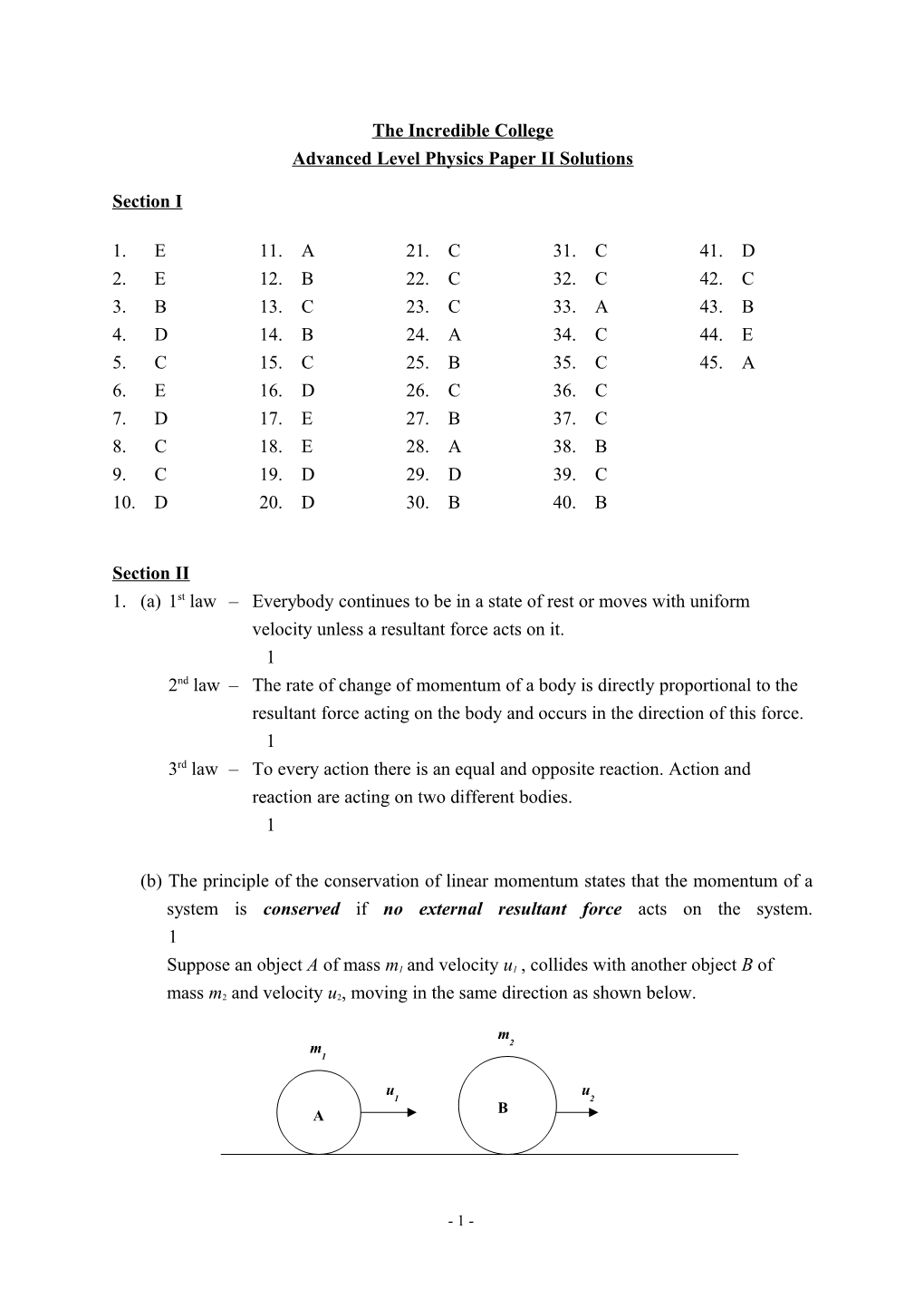 Advanced Level Physics Paper II Solutions