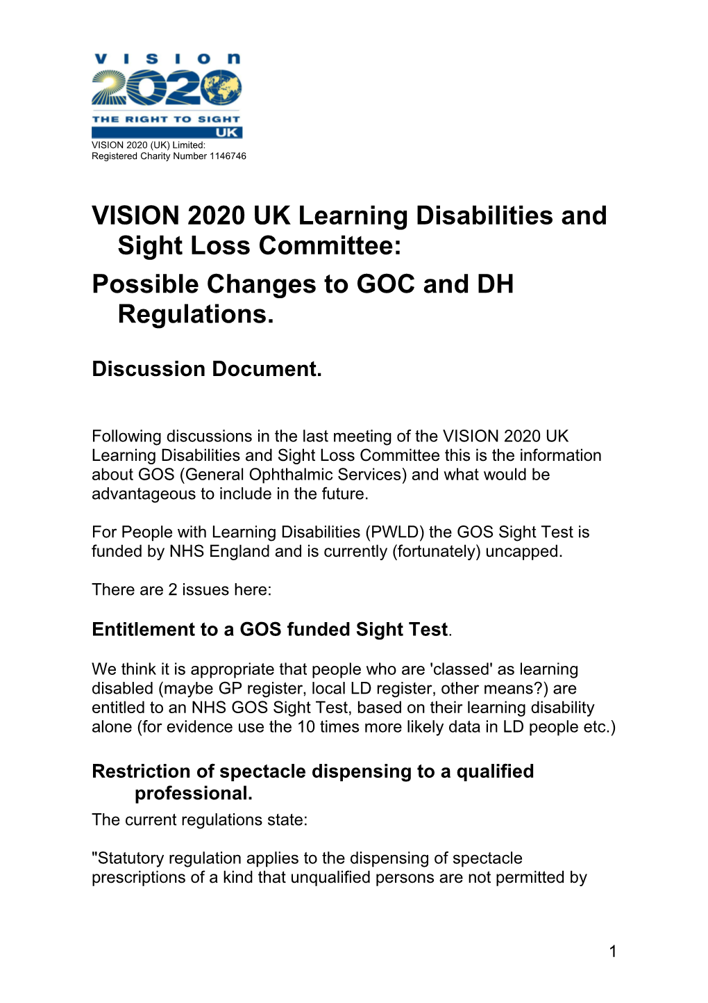 VISION 2020 UK Learning Disabilities and Sight Loss Committee