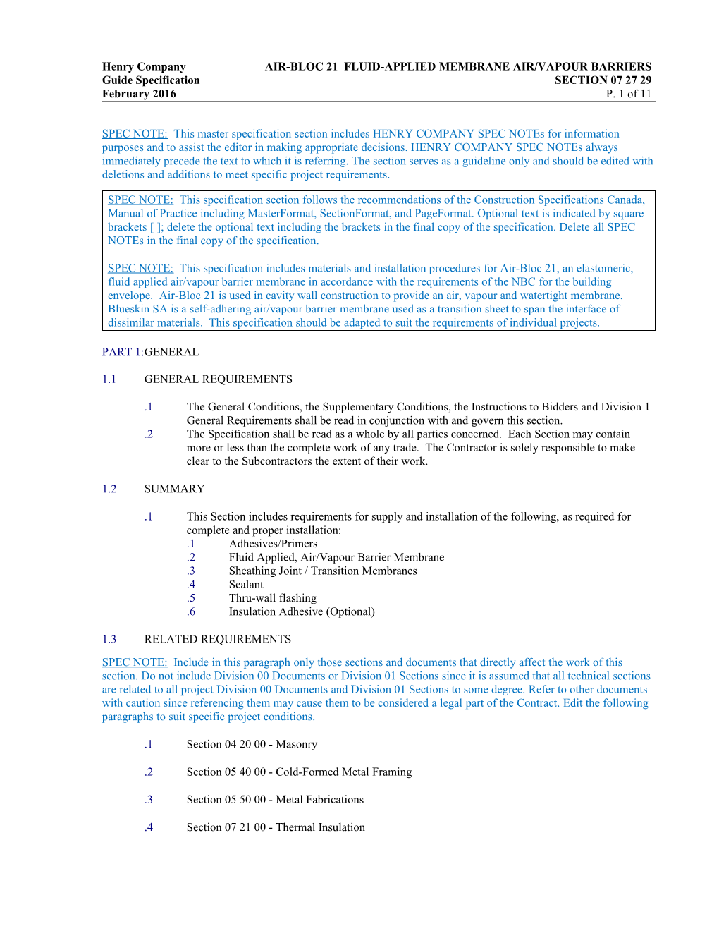 Henry Companyair-BLOC 21 FLUID-APPLIED MEMBRANE AIR/VAPOUR BARRIERS