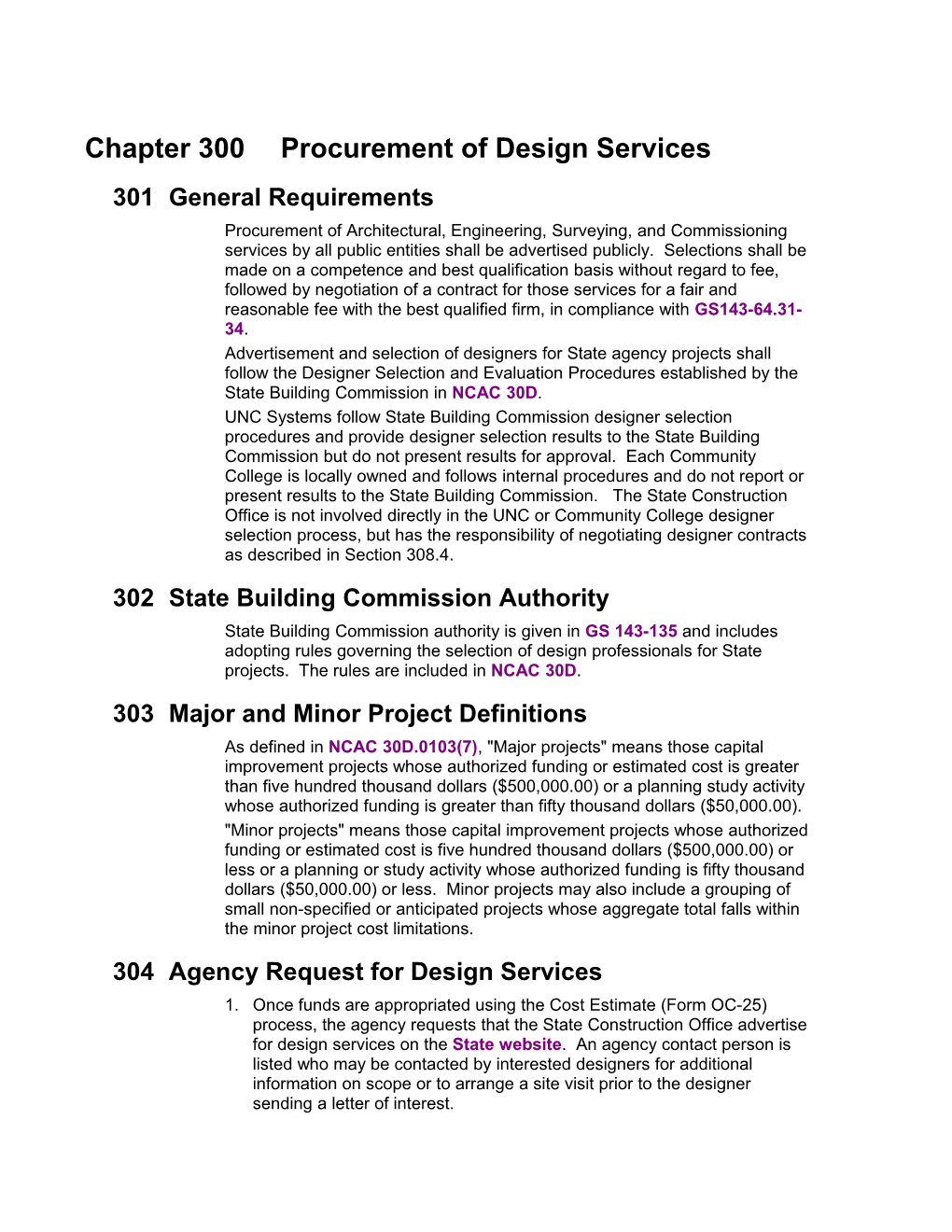 Chapter 300Procurement of Design Services
