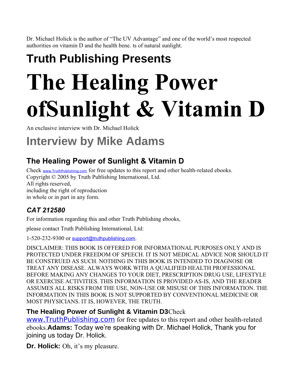 The Healing Power Ofsunlight & Vitamin D