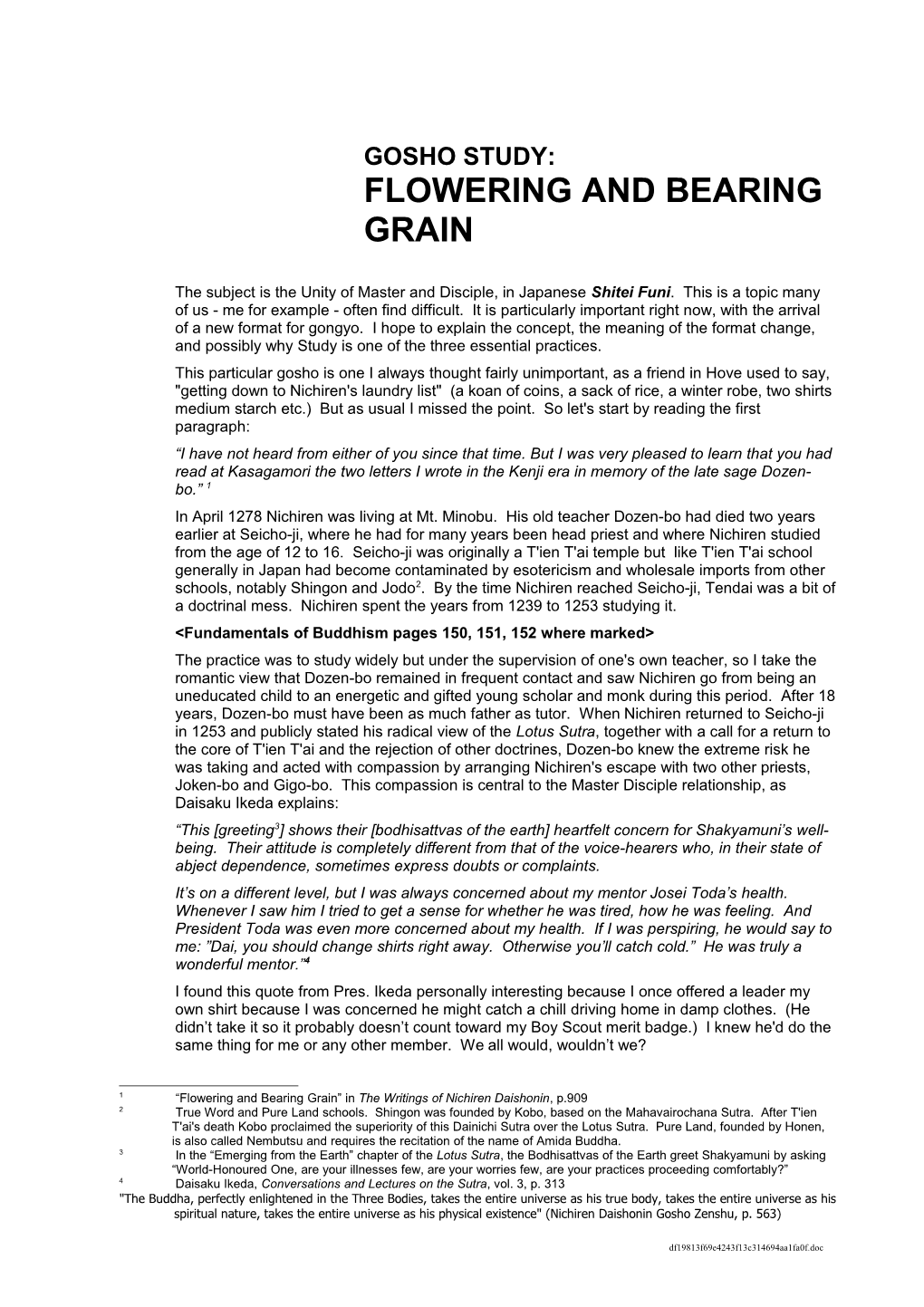 Gosho Study:Flowering and Bearing Grain