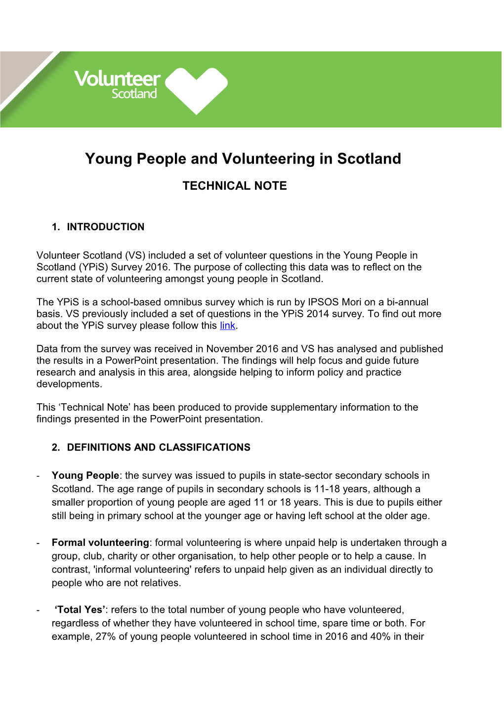 Young People and Volunteering in Scotland
