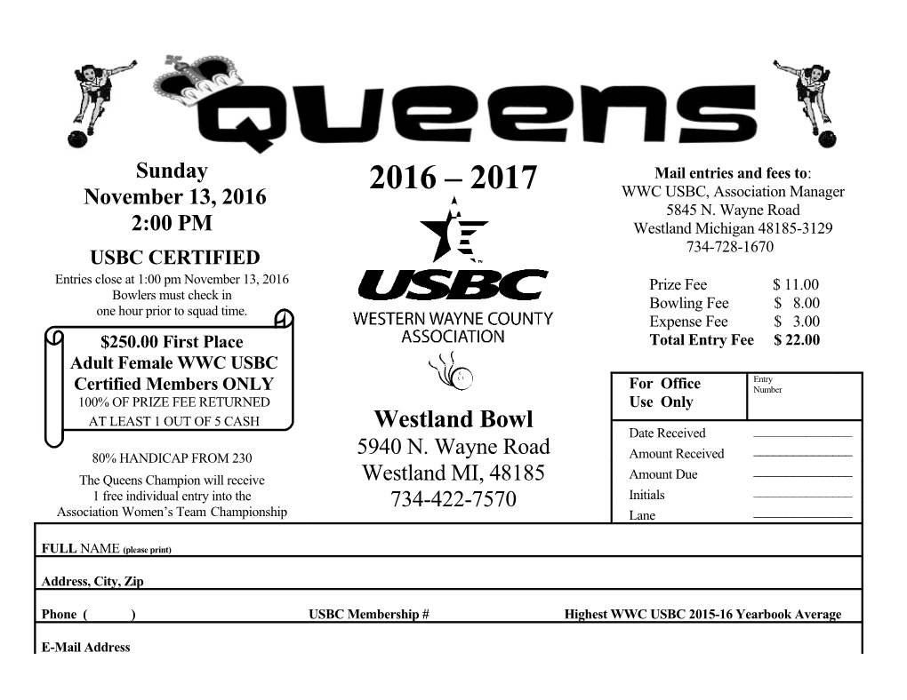Wwcusbc Queens Tournament Rules