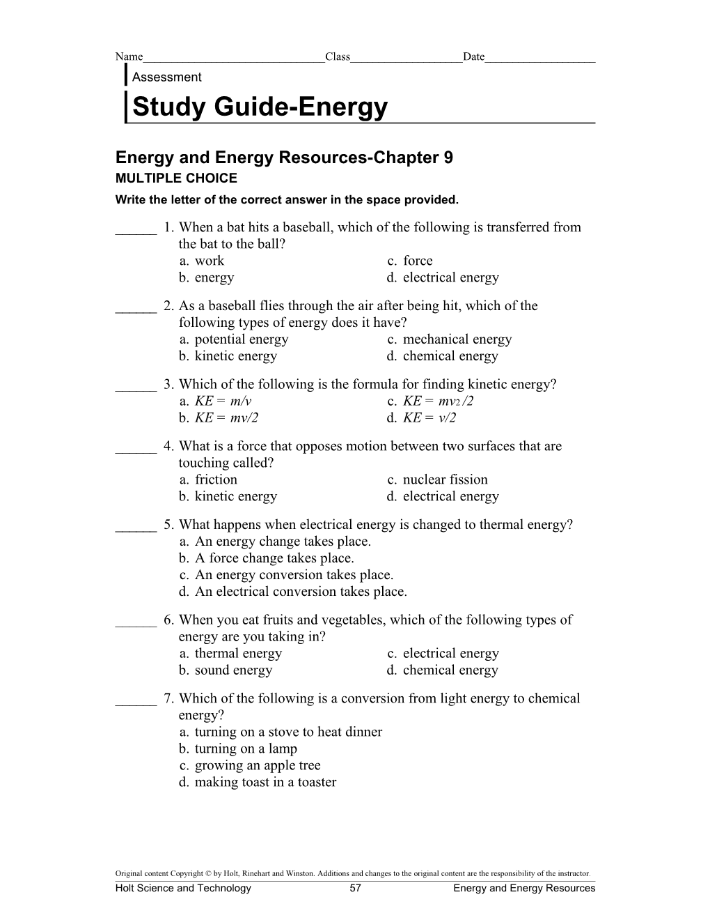 Energy and Energy Resources-Chapter 9