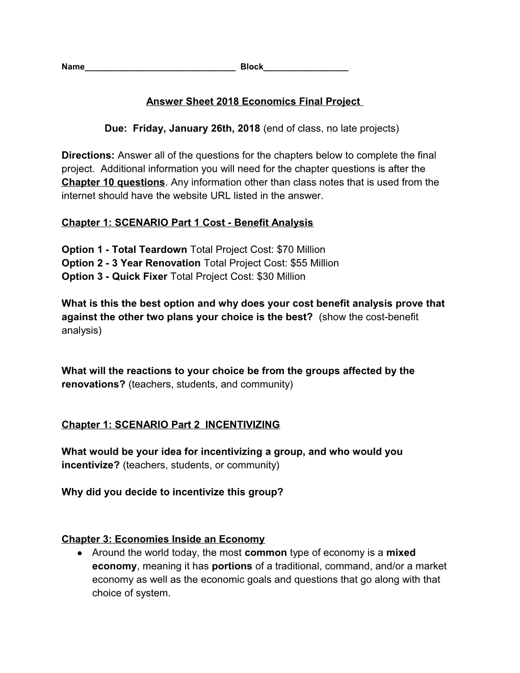 Answer Sheet 2018 Economics Final Project