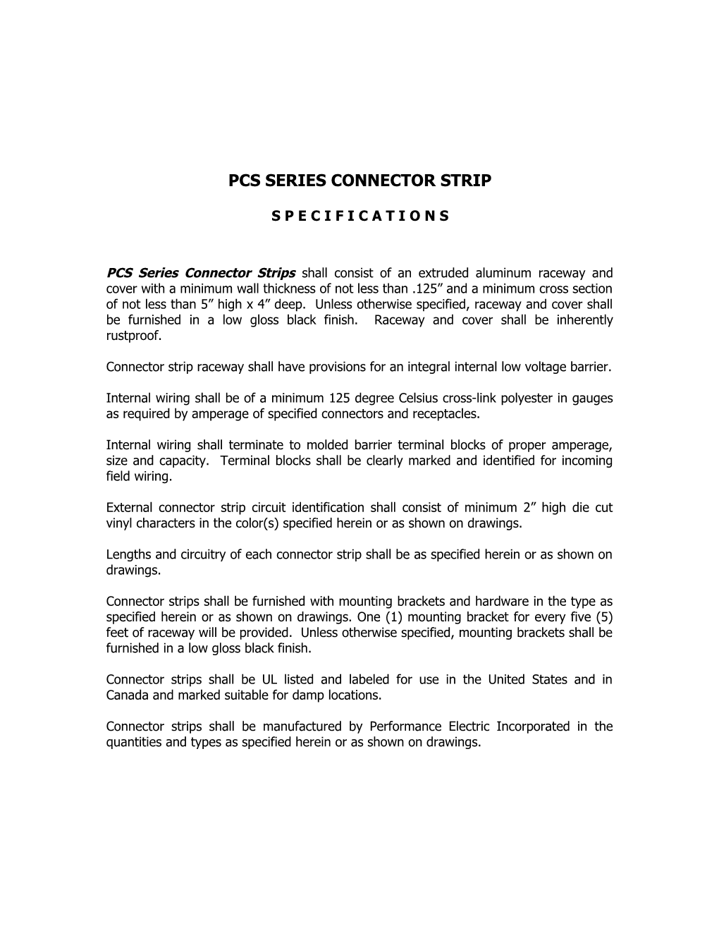Pcs Series Connector Strip