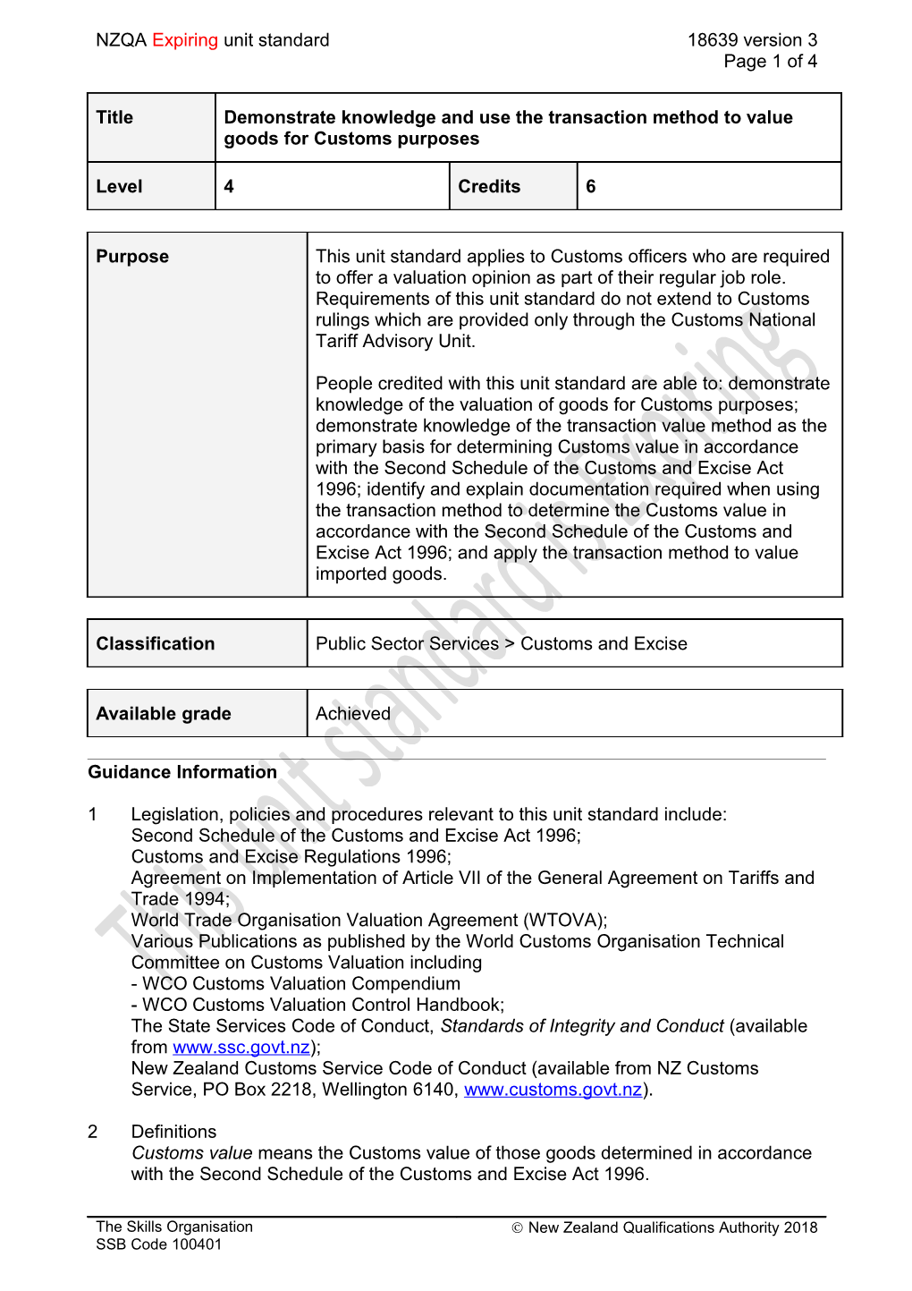 18639 Demonstrate Knowledge and Use the Transaction Method to Value Goods for Customs Purposes