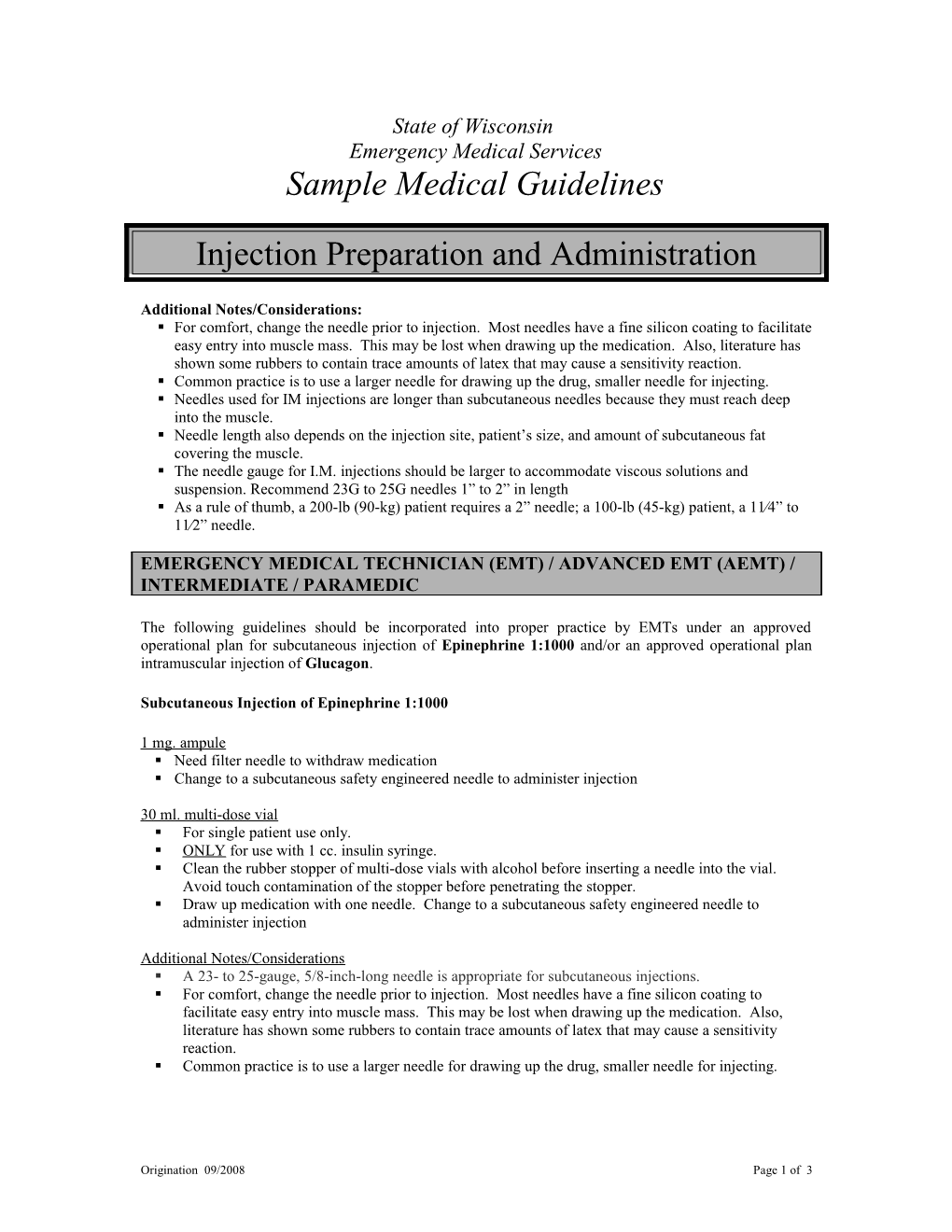 Injection Preparation and Administration Guideline