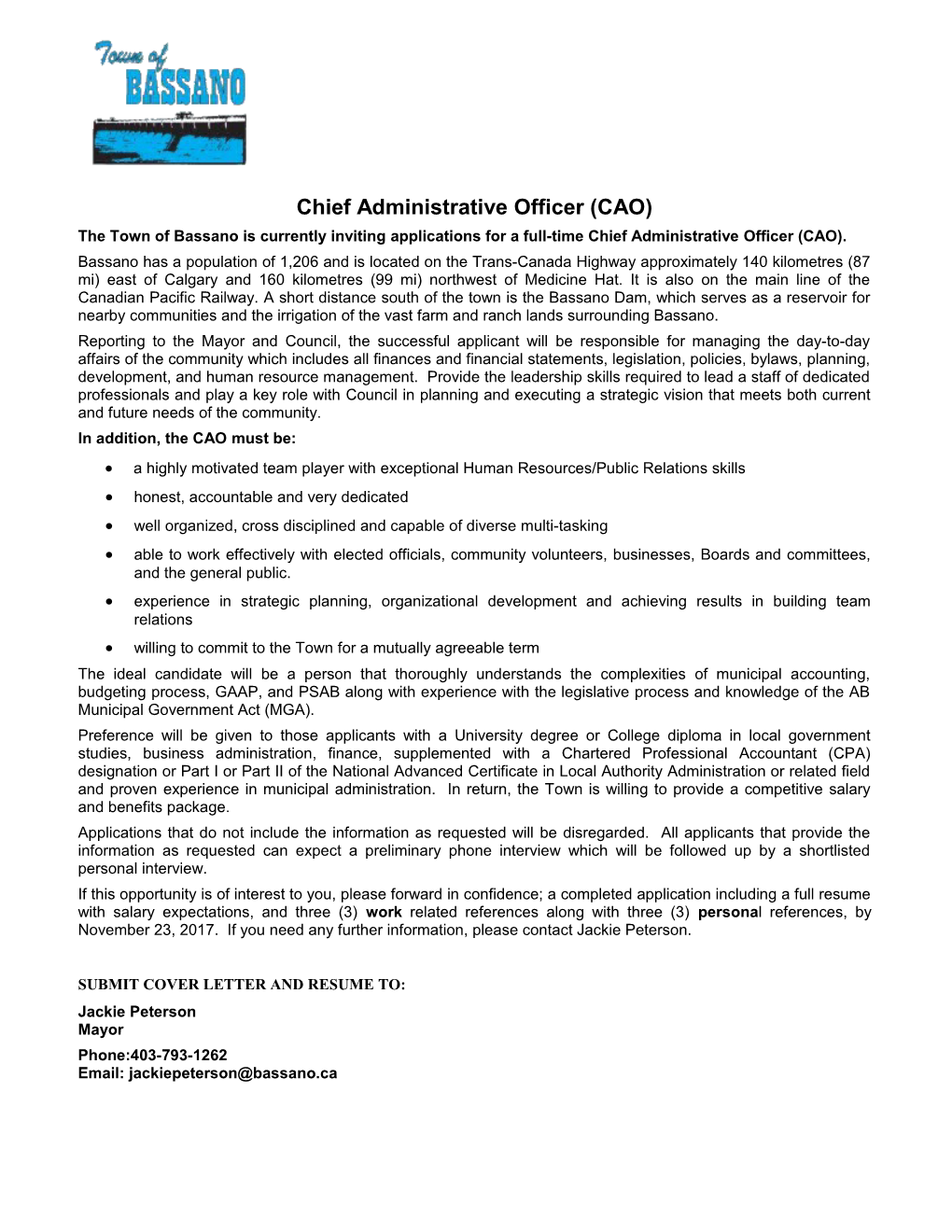 Chief Administrative Officer (CAO)