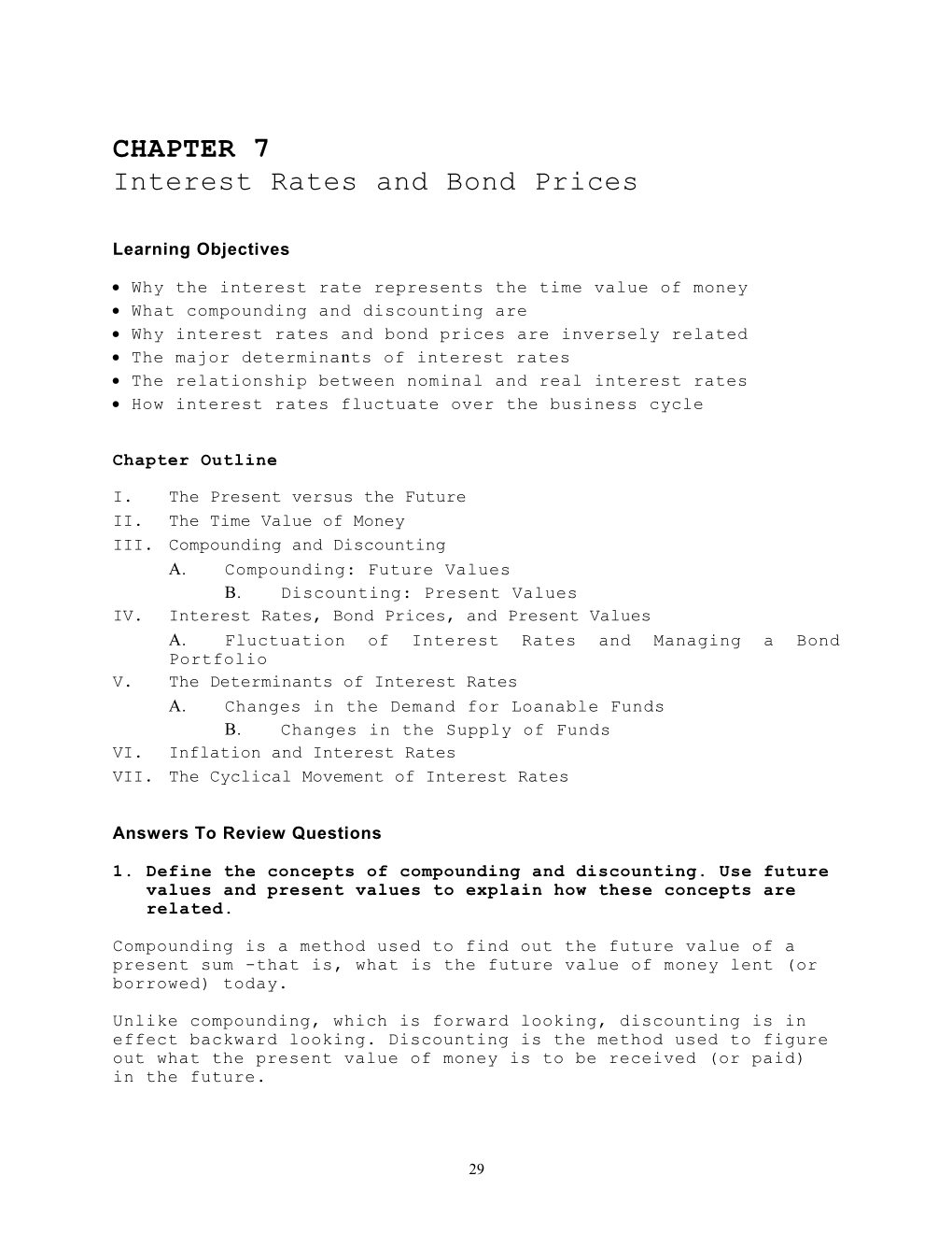 Interest Rates and Bond Prices1