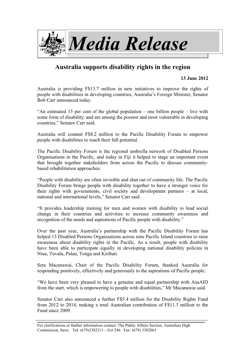 Australia Supports Disability Rights in the Region