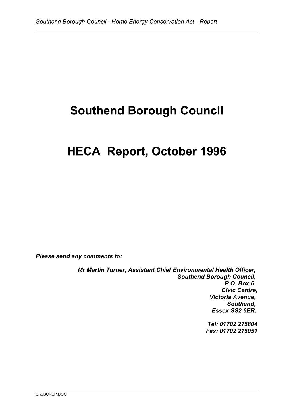 Southend Draft HECA Report