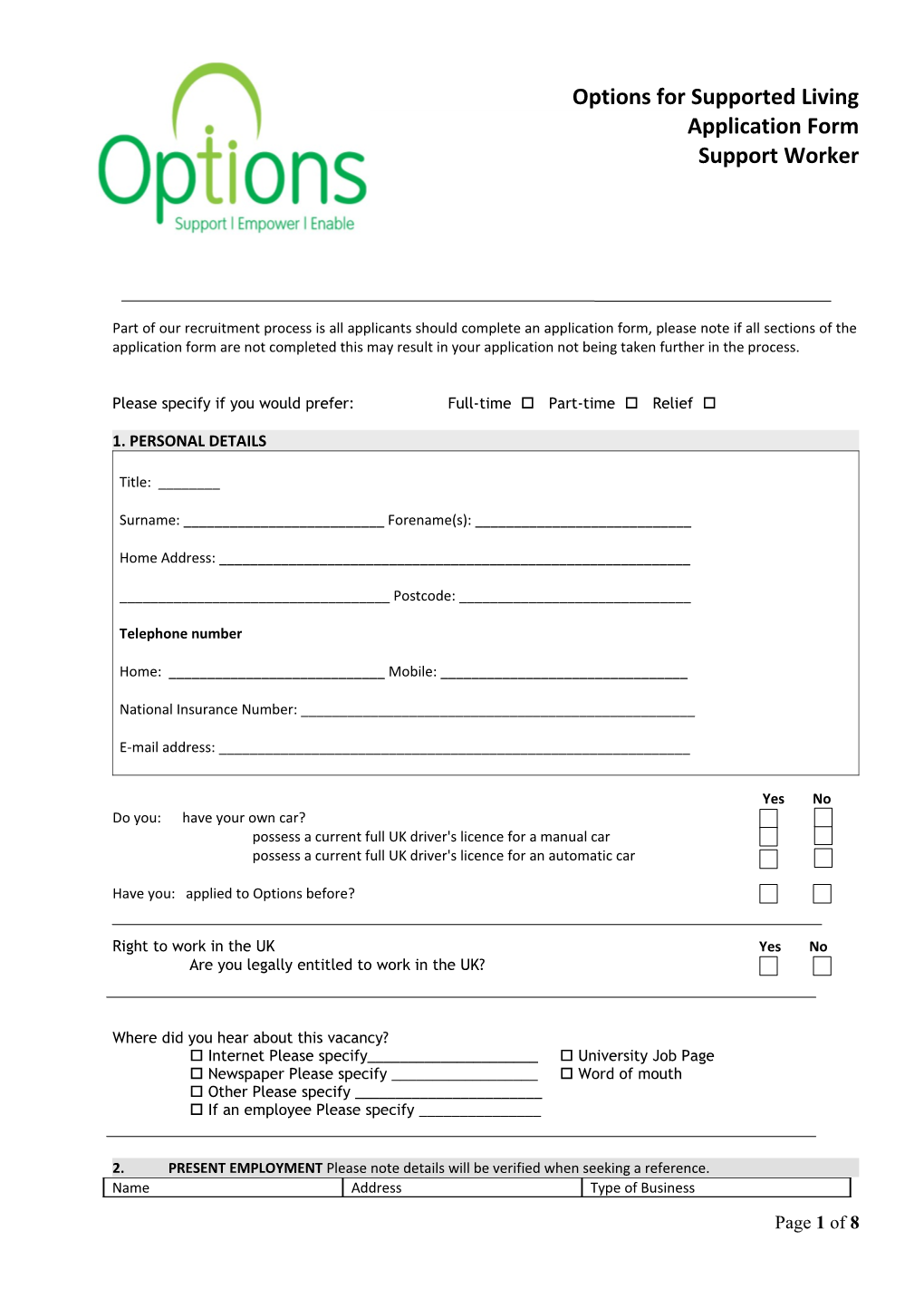 Options for Supported Living