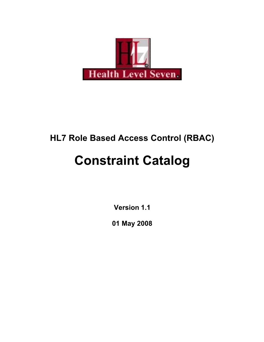 HL7 RBAC Constraint Catalog V1.1