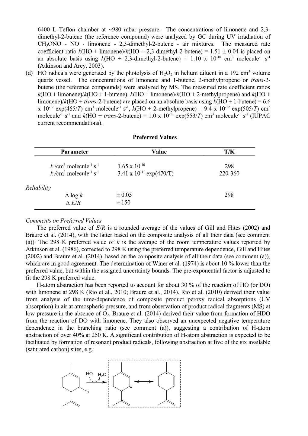 IUPAC Task Group on Atmospheric Chemical Kinetic Data Evaluation Data Sheet Hox VOC9