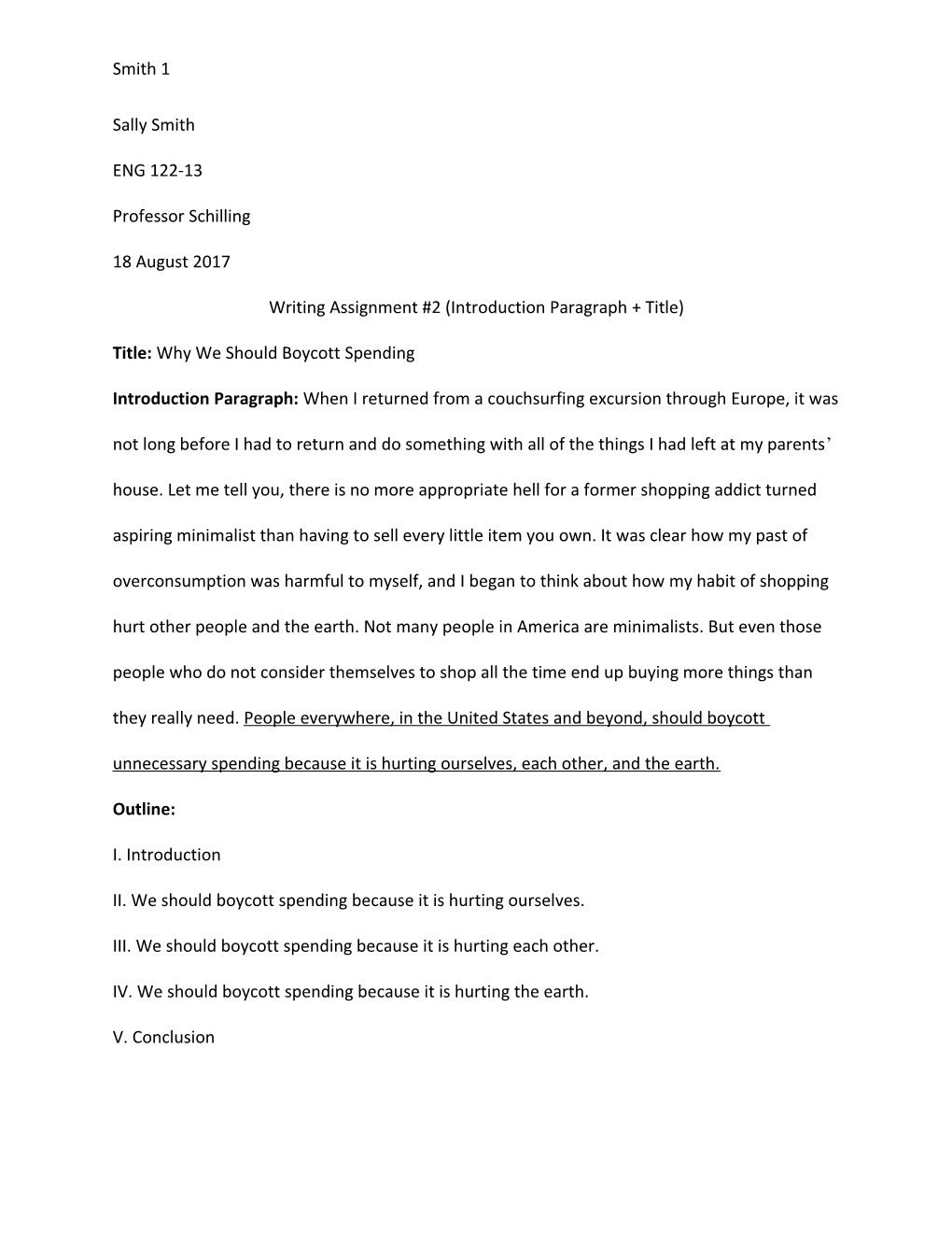 Writing Assignment #2 (Introduction Paragraph + Title)