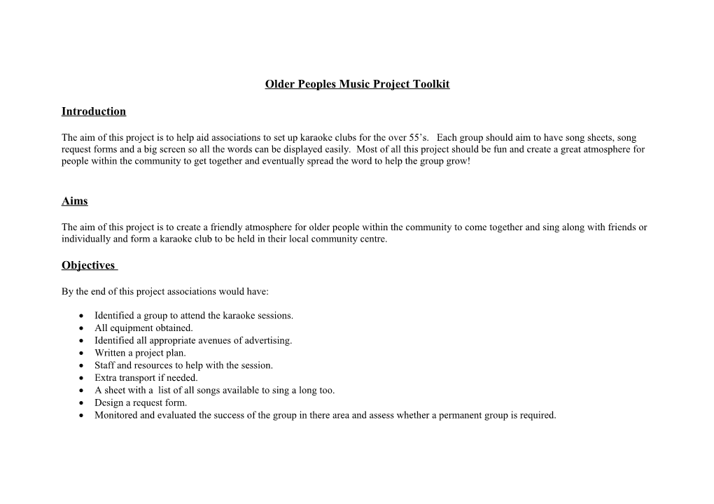 Older Peoples Music Project Toolkit