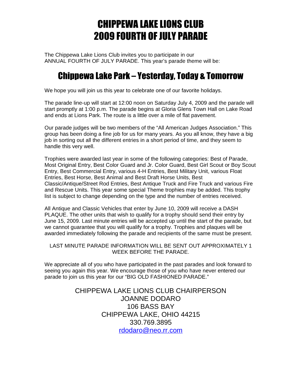 Chippewa Lake Lions Club