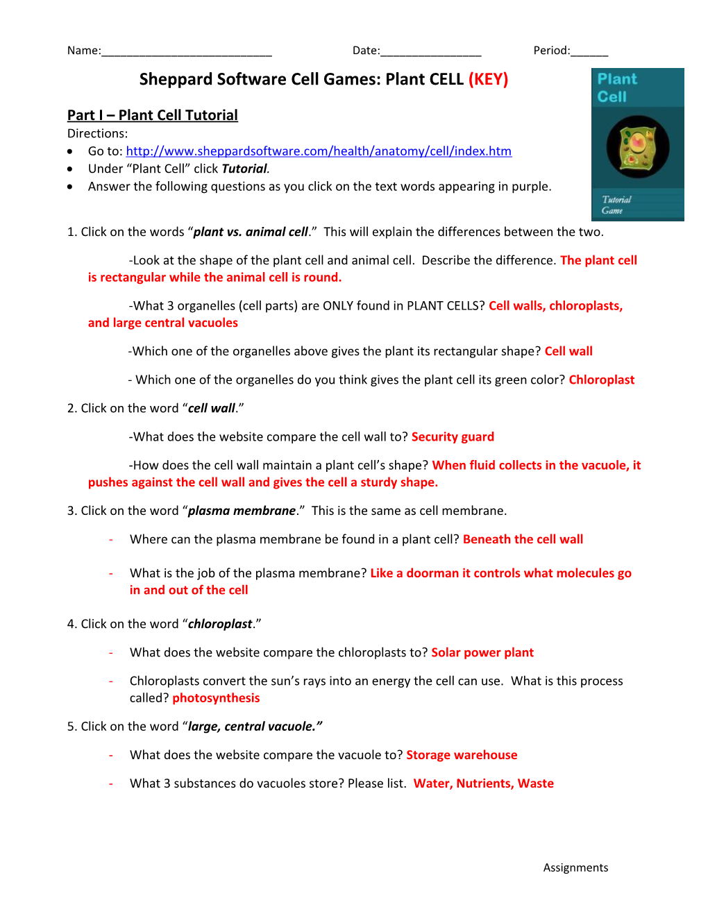 Part I Plant Cell Tutorial