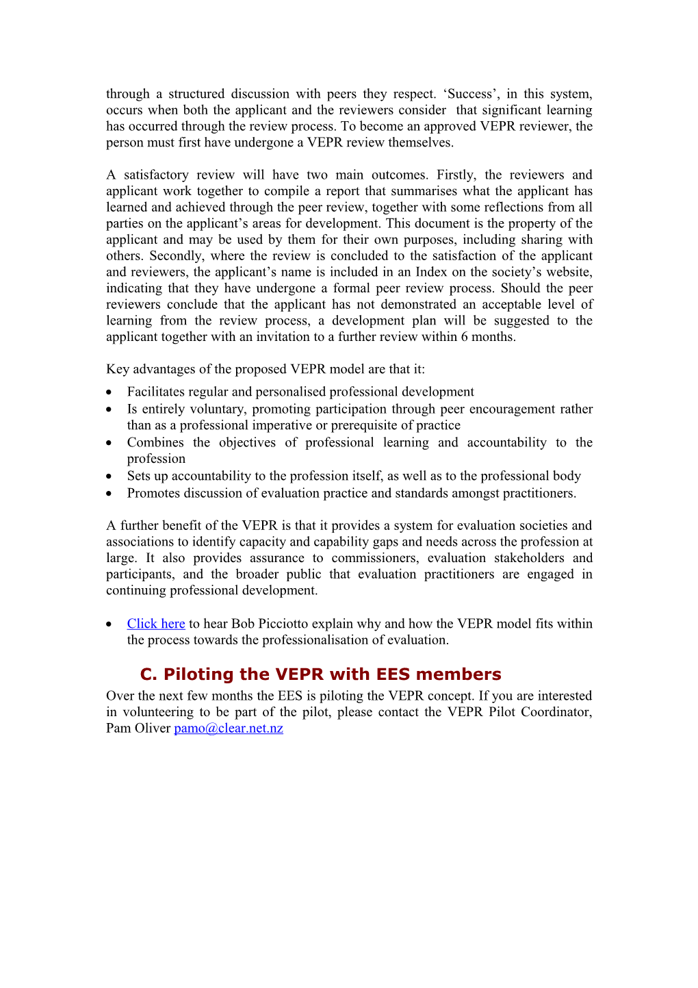 Introducing a Voluntary Evaluator Peer Review (VEPR) Initiative for EES