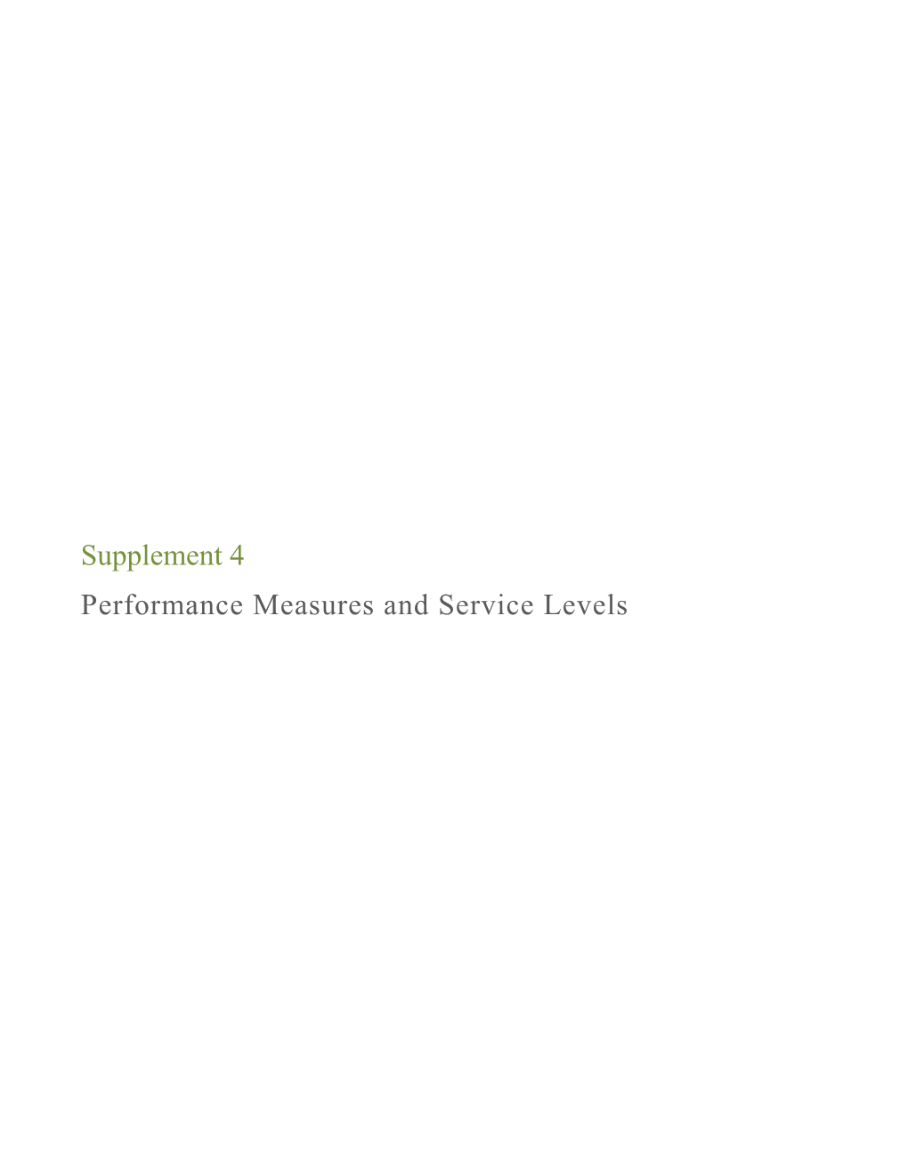 Performance Measures and Service Levels