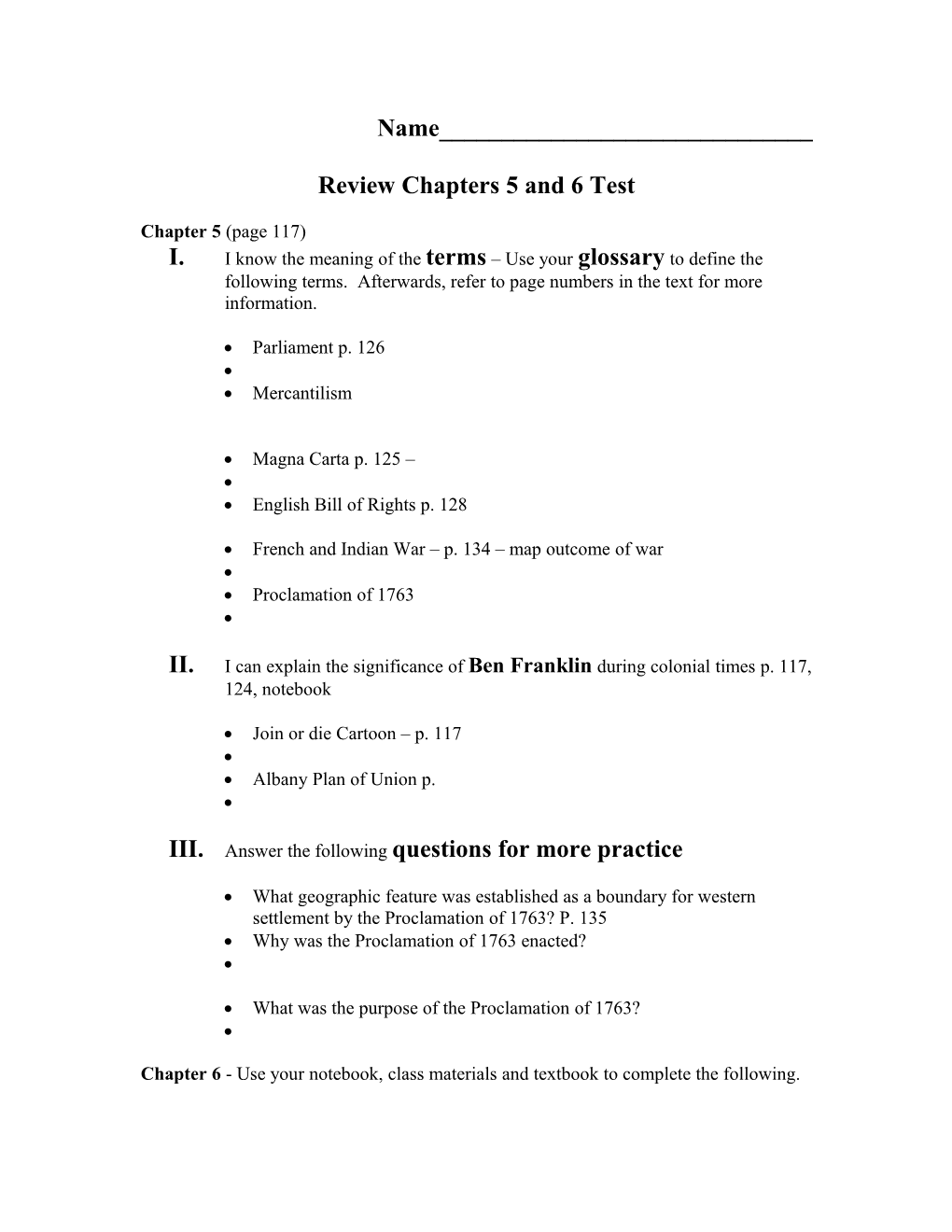 Review Chapters 5 and 6 Test
