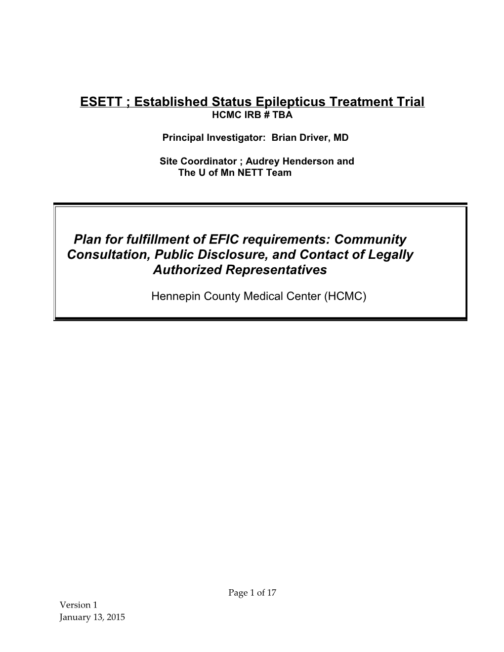 ESETT ; Established Status Epilepticus Treatment Trial