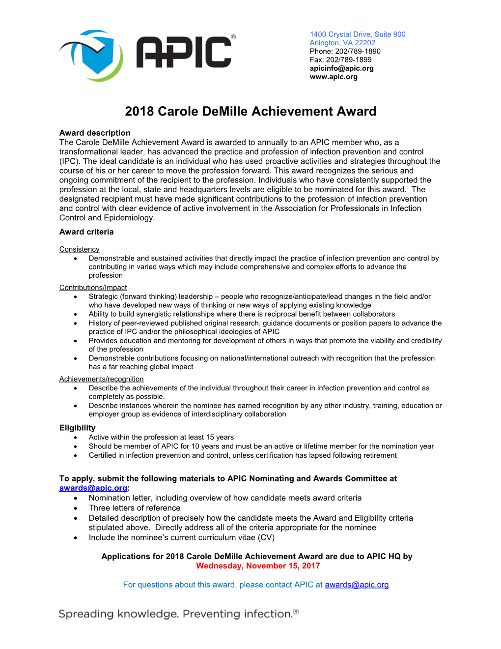 2018Carole Demille Achievement Award