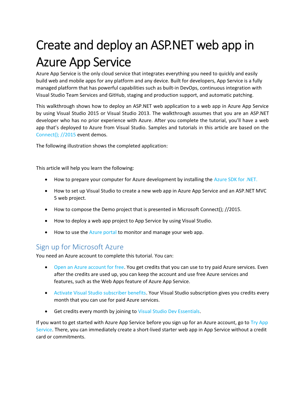 Create and Deploy an ASP.NET Web App in Azure App Service