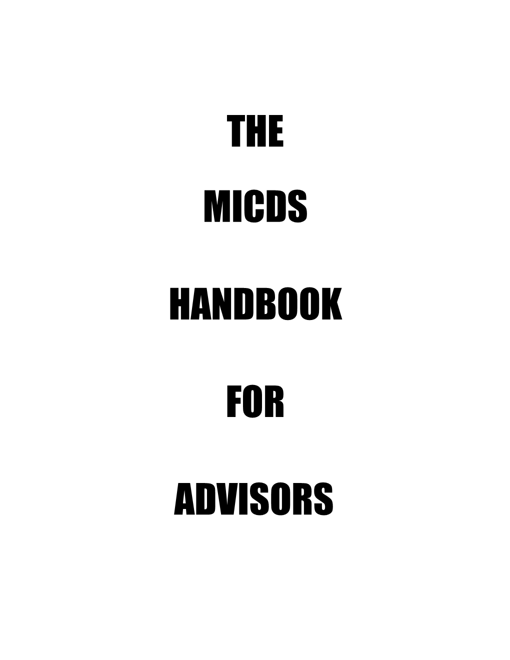 Handbook for Advisors