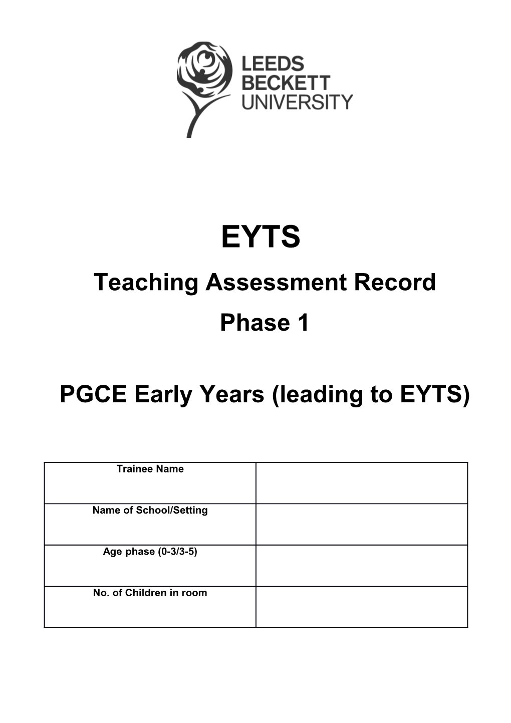 PGCE Early Years (Leading to EYTS)