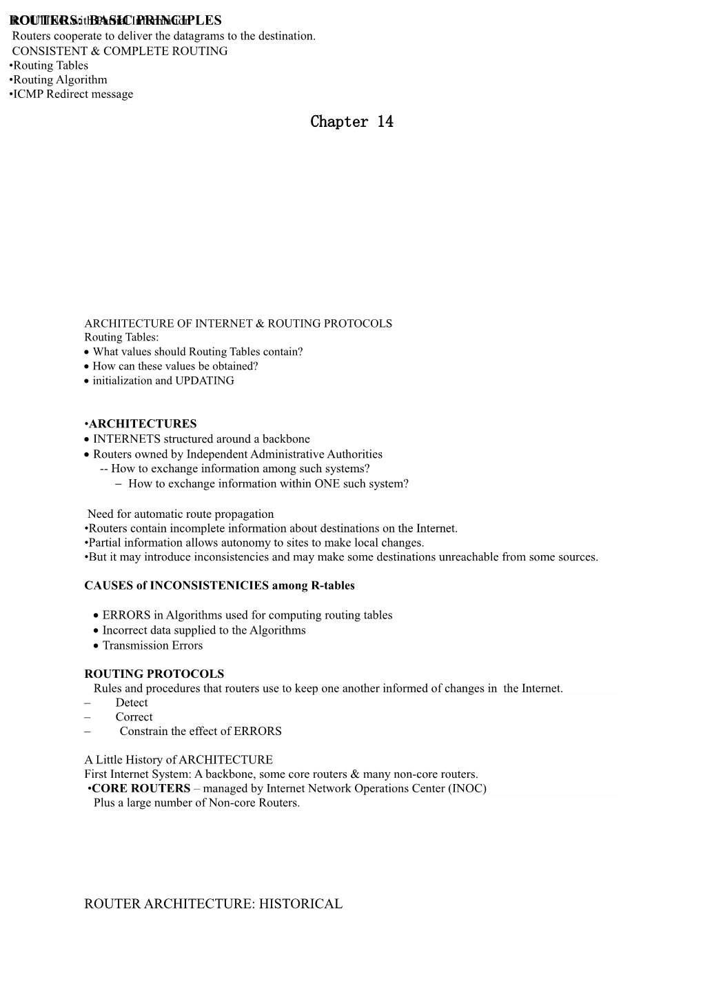 Architecture of Internet & Routing Protocols