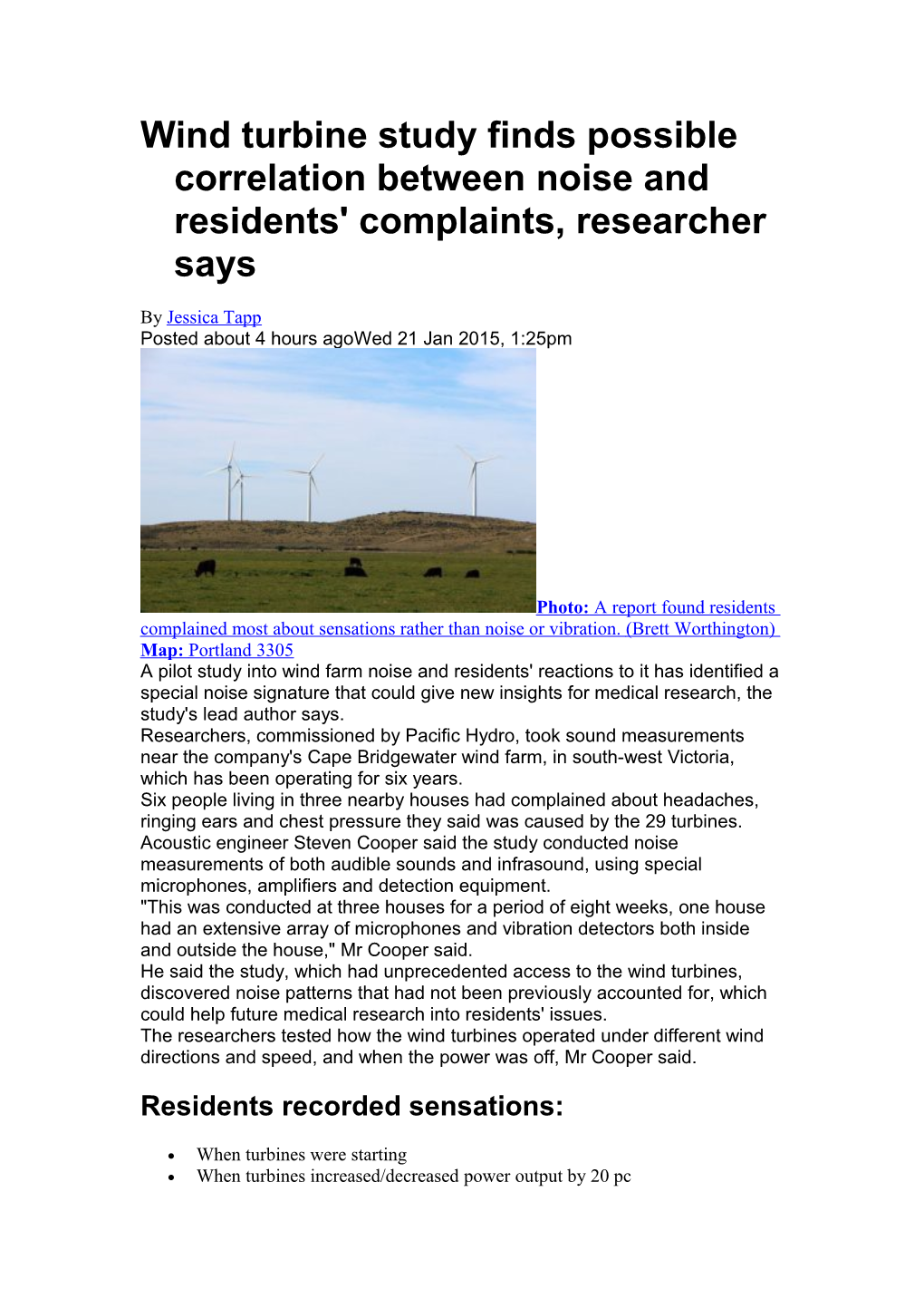 Wind Turbine Study Finds Possible Correlation Between Noise and Residents' Complaints