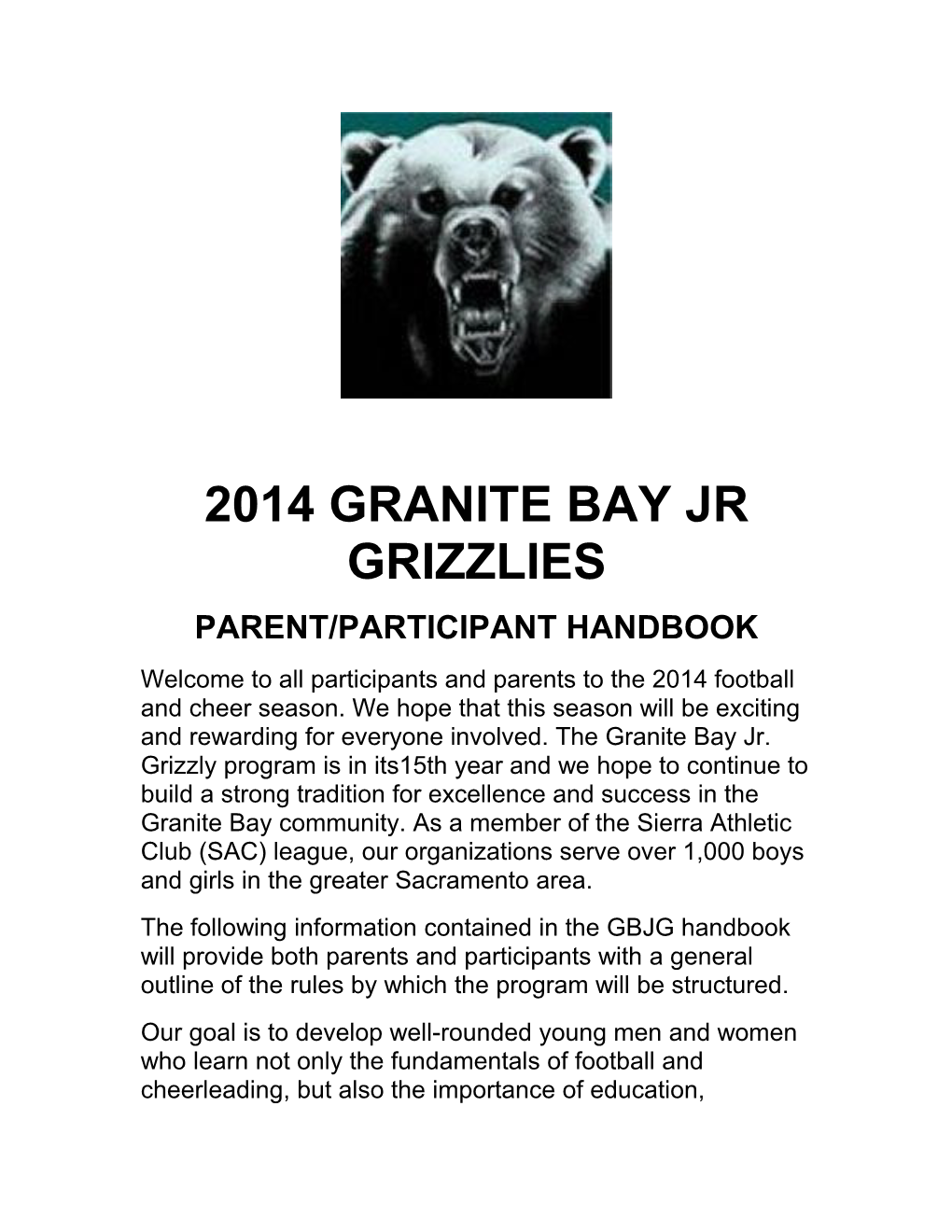 2014 Granite Bay Jr Grizzlies