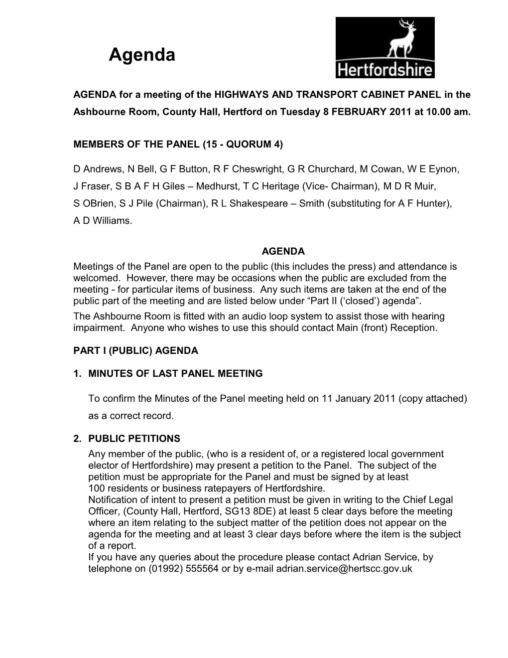 Agenda Highways & Transport 8 February 2011