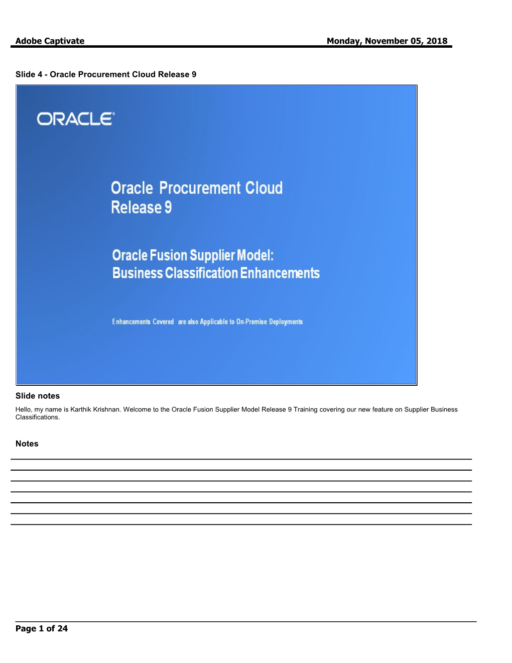 Slide 4 - Oracle Procurement Cloud Release 9