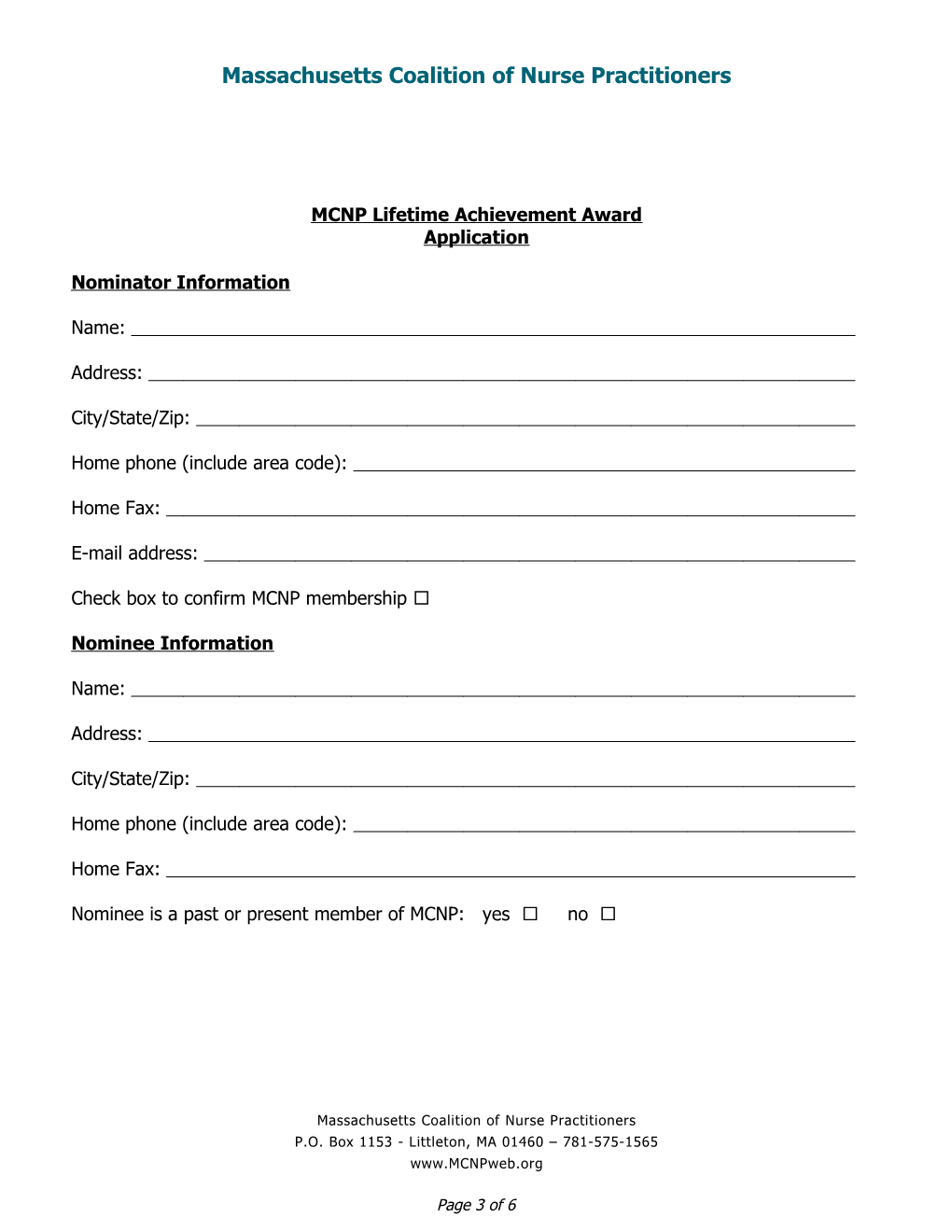 MCNP Lifetime Acheivement Award