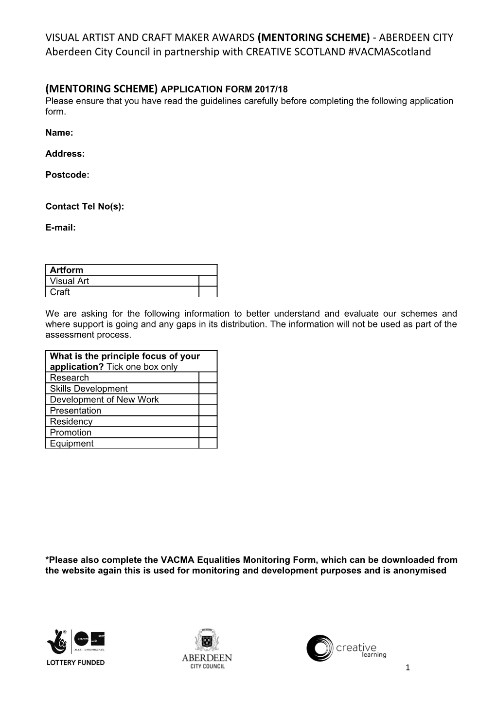 Artists Awards Scheme 2005/6