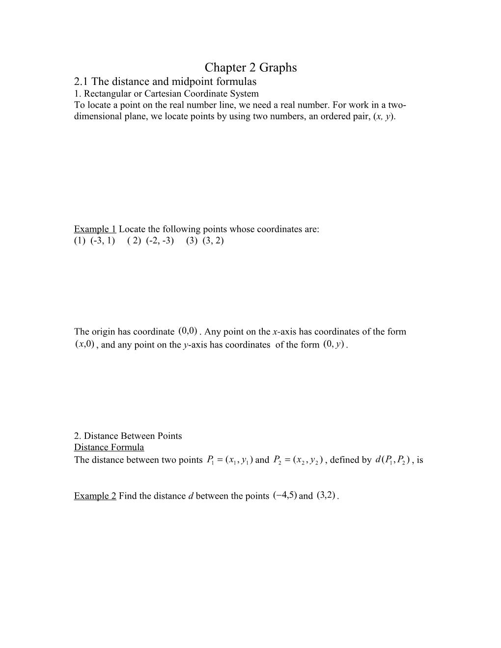 2.1 the Distance and Midpoint Formulas