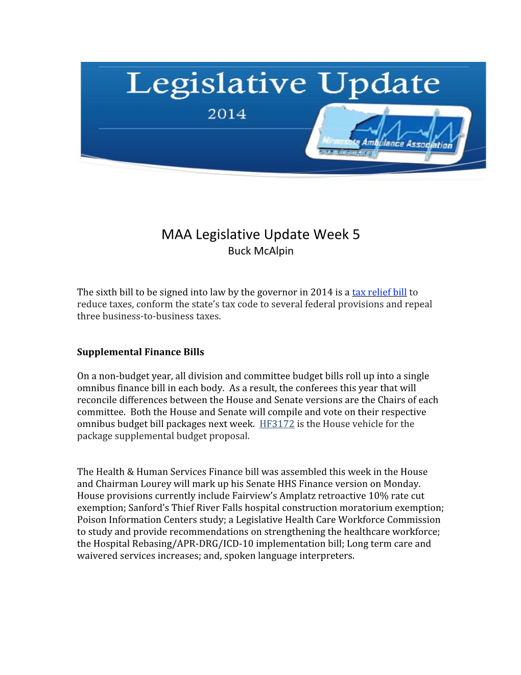MAA Legislative Update Week 5