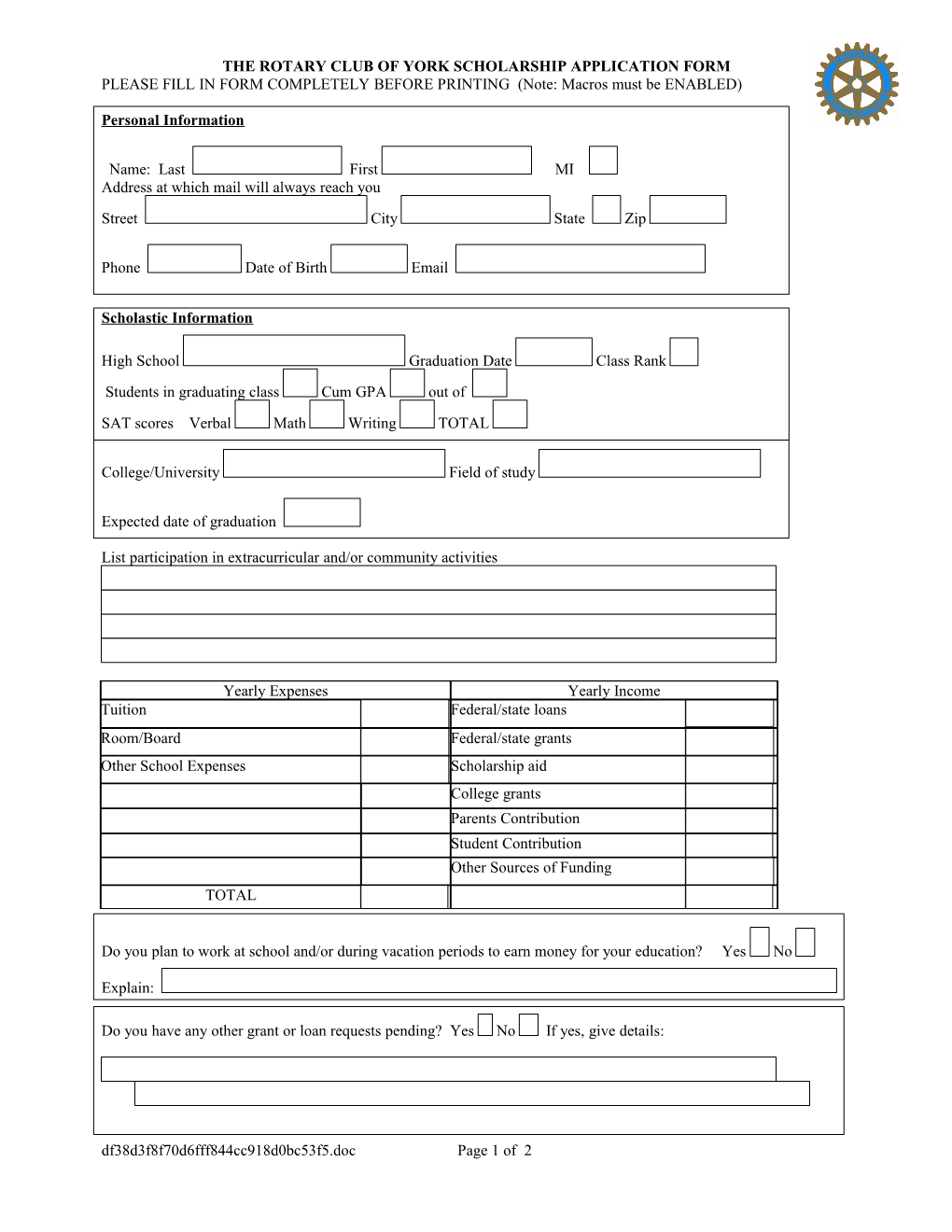 PLEASE FILL in FORM COMPLETELY BEFORE PRINTING (Note: Macros Must Be ENABLED)