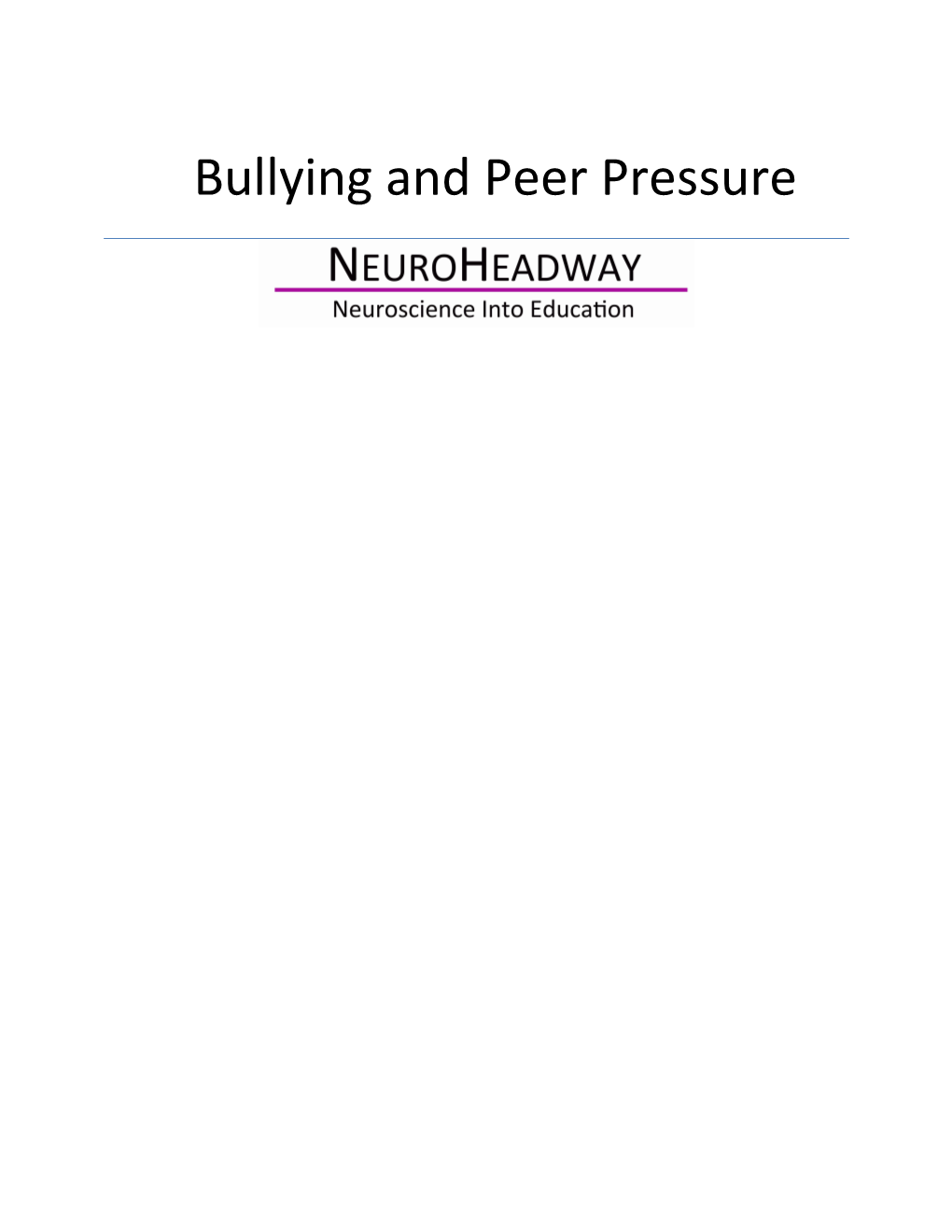 Bullying and Peer Pressure