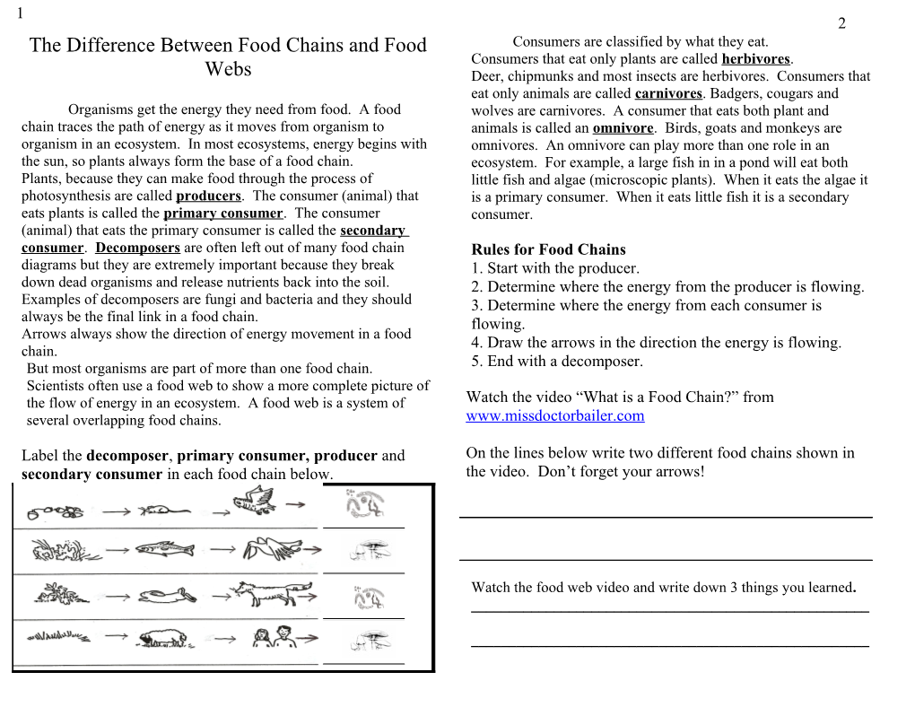 The Difference Between Food Chains and Food Webs