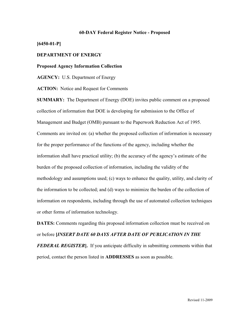 60-DAY Federal Register Notice - Proposed