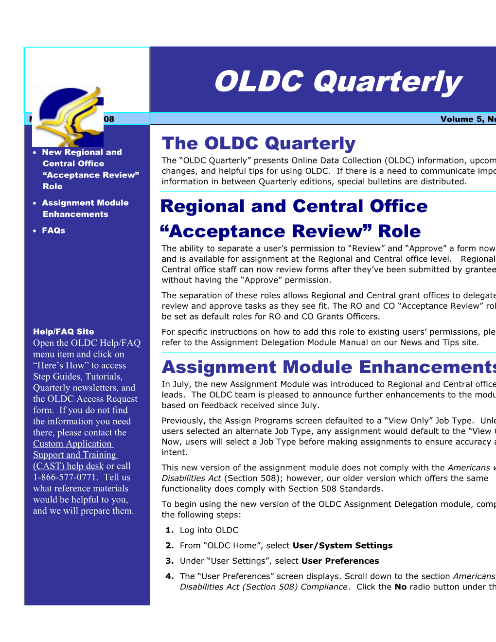 New Regional and Central Office Acceptance Review Role