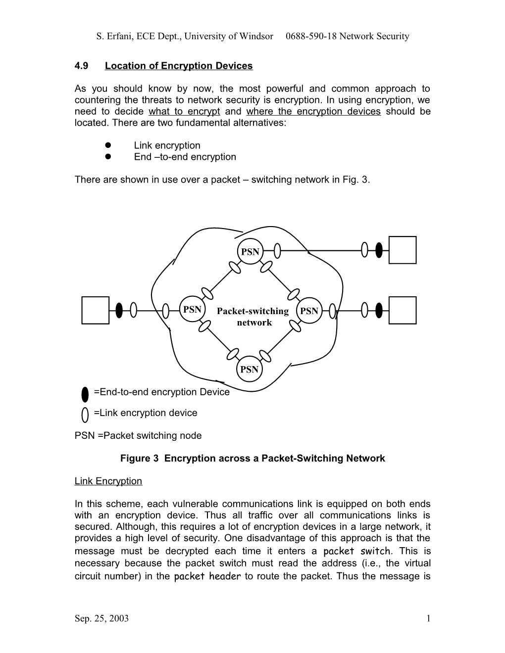 S. Erfani, ECE Dept., University of Windsor 0688-590-18 Network Security